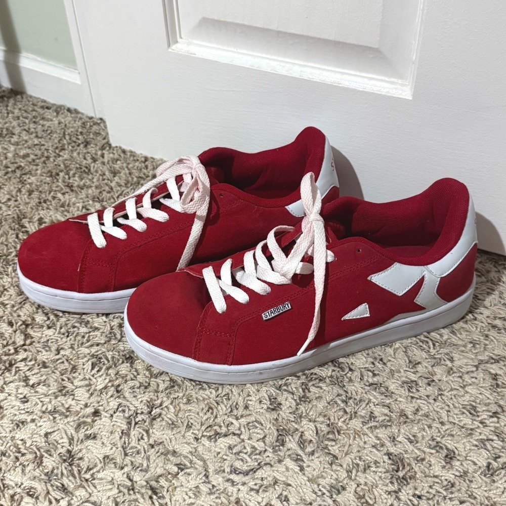 Starbury by Stephon Marbury Mens Red White Suede Low Sneakers Size 12 16071765